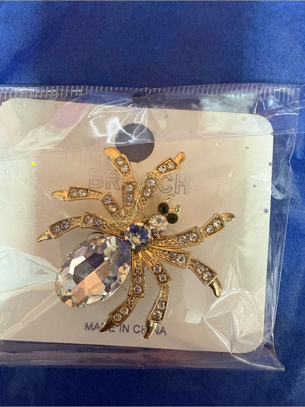 Mint Gold-Tone Crystal Spider Brooch
